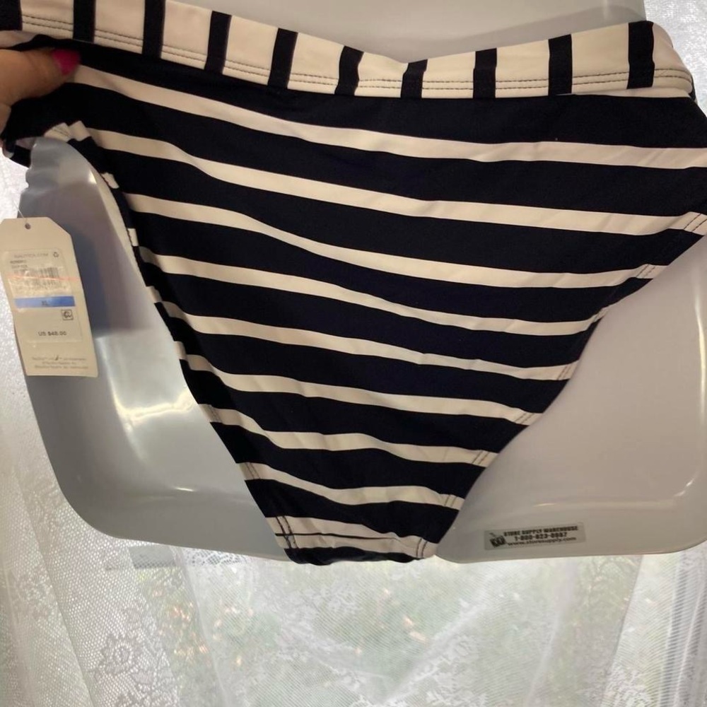 Nautica Navy Blue and white striped bikini bottoms XL - Picture 6 of 6
